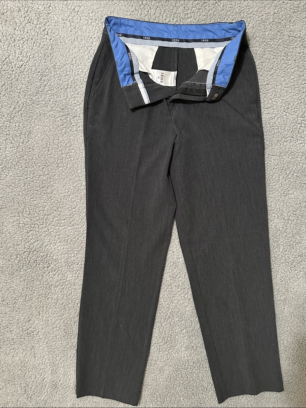 IZOD Boys Size 14 Regular Gray Stretch Dress Pants Straight Leg Trousers